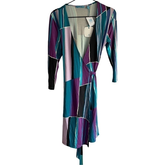 New! Tori Richard Jolene Wrap Dress - Geometric Print - Picture 1 of 8